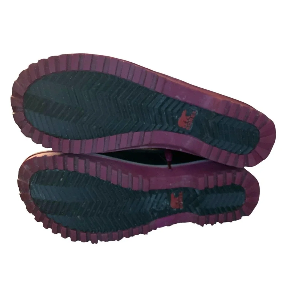 Sorel Tivoli II Boots Women Black Pink Plaid Waterproof Apres Ski‎ Fleece M